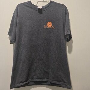 Southern‎ Couture Shirt Womens Large Gray Short Sleeve Deer Blue Orange